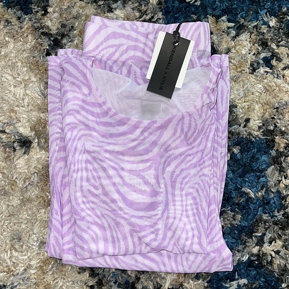 Kendall + Kylie Lilac Abstract Tiger Mesh Pant Coverup Set M - Picture 4 of 4